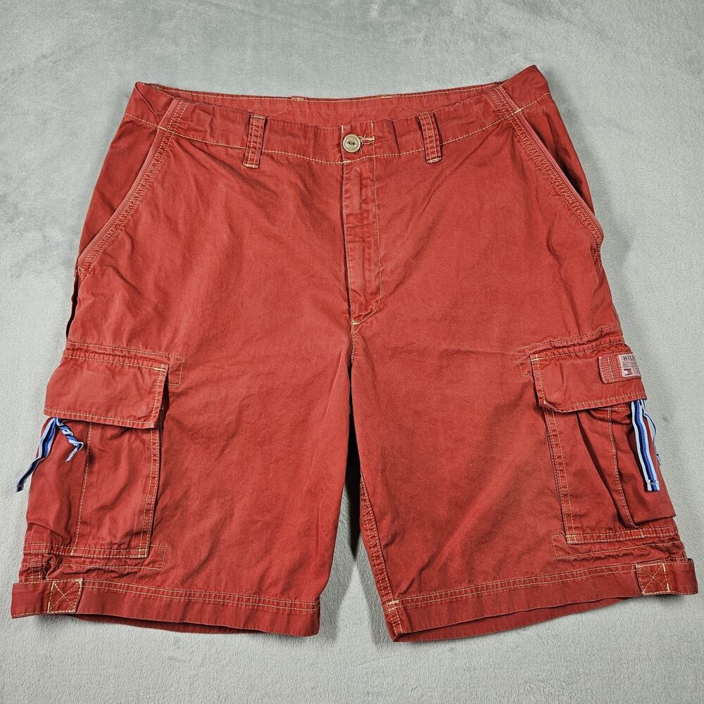 Tommy Hilfiger Cargo Shorts Mens 36 Military Fatigue Pockets Surplus Y2K Red